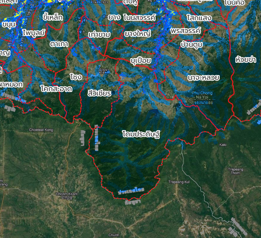 แผนที่แสดงที่ตั้งตำบลโดมประดิษฐ์ อำเภอน้ำยืน จังหวัดอุบลราชธานี